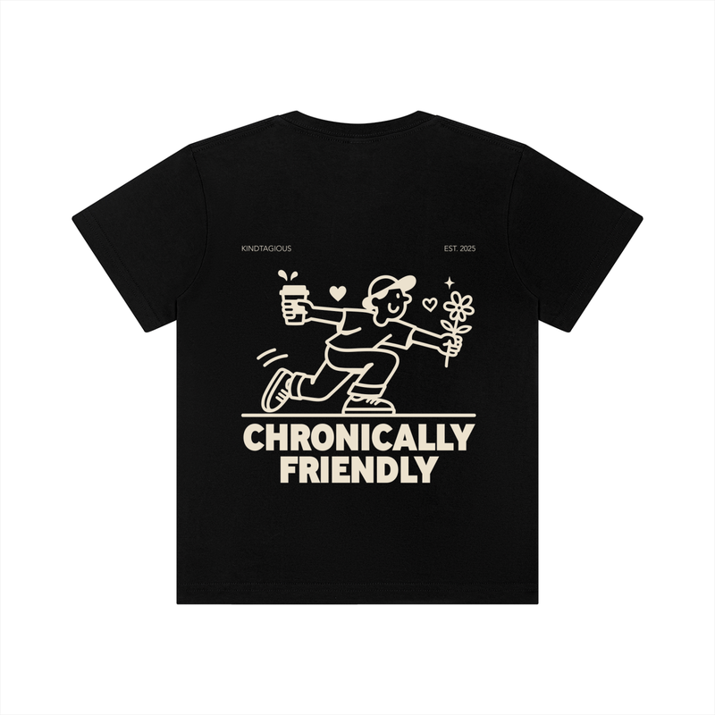 Chronically Friendly Kid's Tee in Black