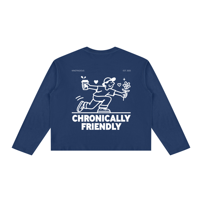 Chronically Friendly Long Sleeve in Navy Blue