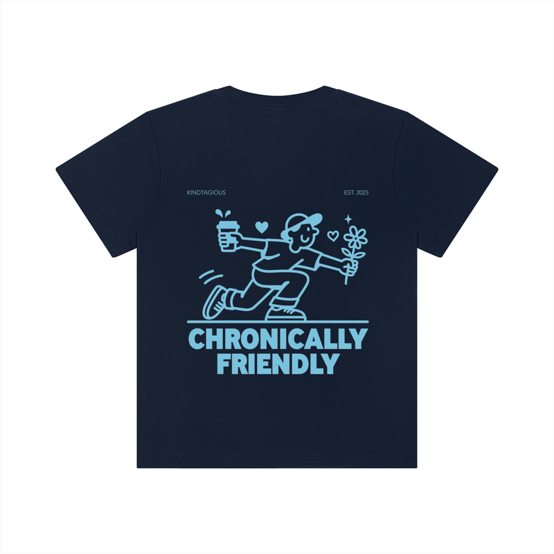 Chronically Friendly Kid's Tee in Navy Blue