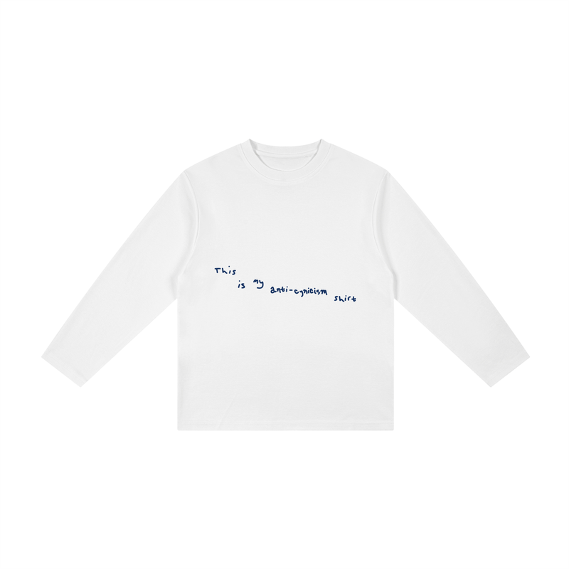 Anti-Cynicism Kid's Drop Shoulder Long Sleeve in White