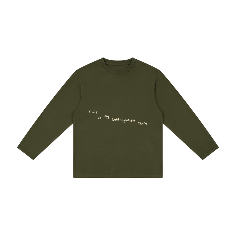 Anti-Cynicism Kid's Drop Shoulder Long Sleeve in Army Green
