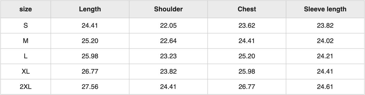 UT0216 boxy button down size chart