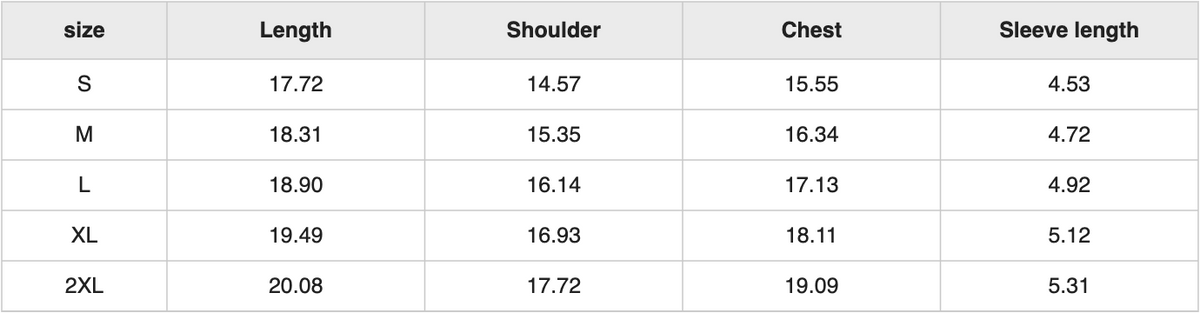 WT0158 womens slim color block tee size chart
